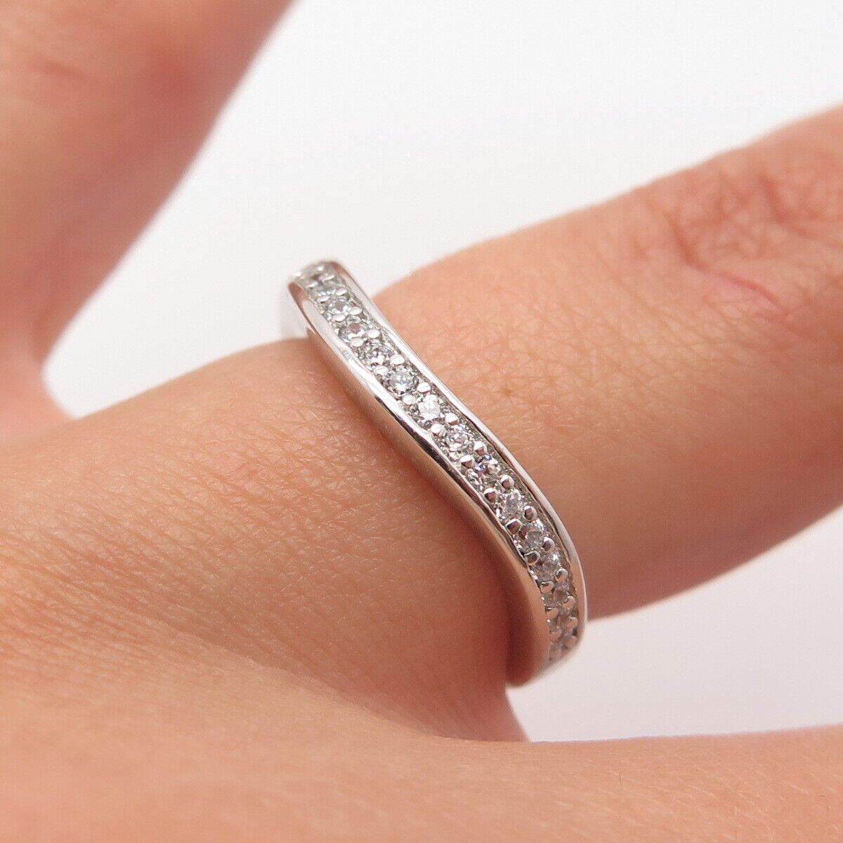 925 Sterling Silver Pave C Z Ring Size 4