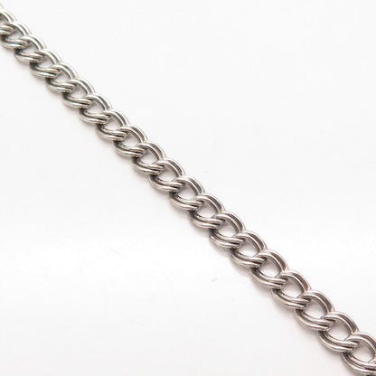 925 Sterling Silver Vintage Italy Double Cable Link Bracelet 6.75"