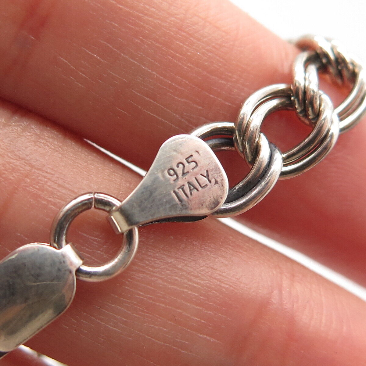 925 Sterling Silver Vintage Italy Double Cable Link Bracelet 6.75"