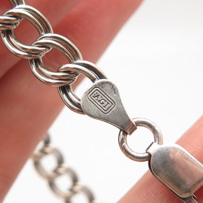 925 Sterling Silver Vintage Italy Double Cable Link Bracelet 6.75"