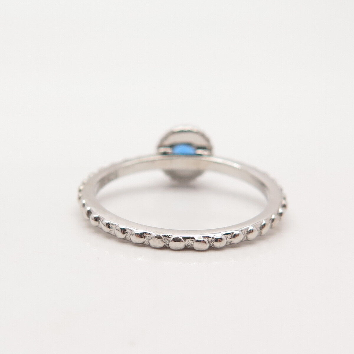 925 Sterling Silver Blue C Z Dots Ring Size 7.25