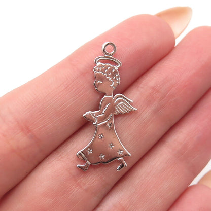 925 Sterling Silver Vintage Baby Angel Pendant