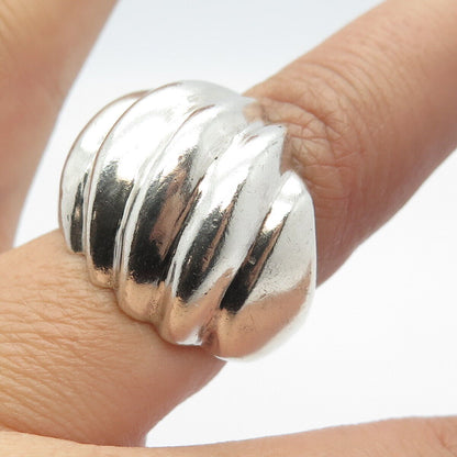 925 Sterling Silver Vintage Mexico Ribbed Wide Ring Size 7