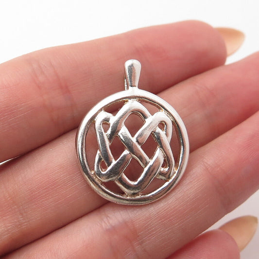 925 Sterling Silver Vintage Celtic Round Slide Pendant