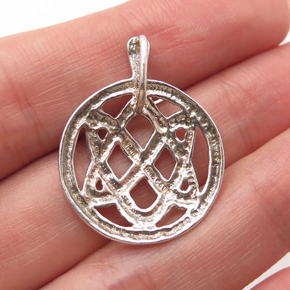 925 Sterling Silver Vintage Celtic Round Slide Pendant