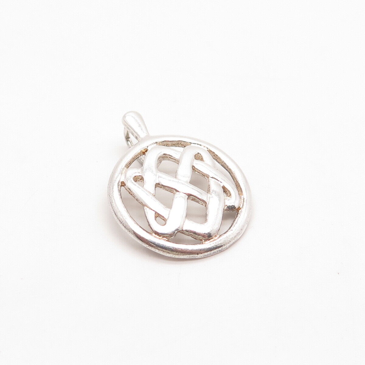 925 Sterling Silver Vintage Celtic Round Slide Pendant