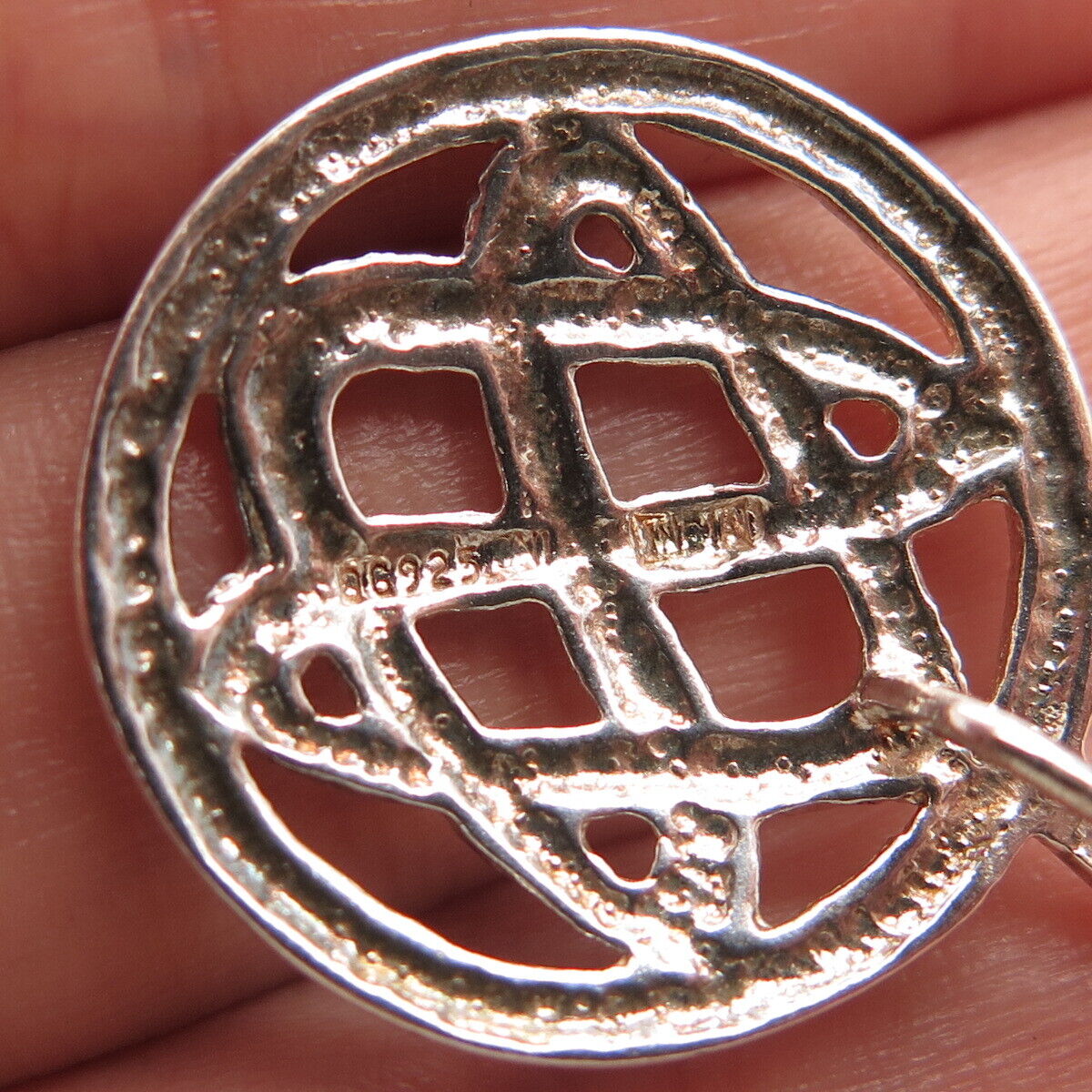 925 Sterling Silver Vintage Celtic Round Slide Pendant