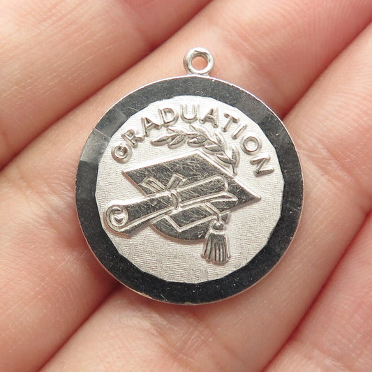 925 Sterling Silver Vintage "Graduation" Round Pendant