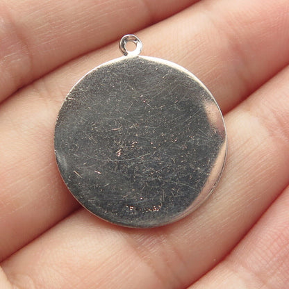 925 Sterling Silver Vintage "Graduation" Round Pendant