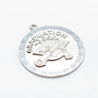 925 Sterling Silver Vintage "Graduation" Round Pendant