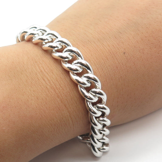 925 Sterling Silver Italy Heavy Cable Link Bracelet 8"