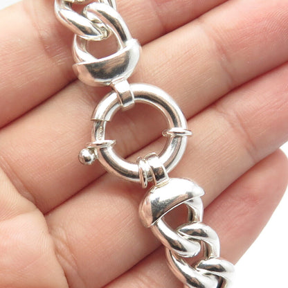 925 Sterling Silver Italy Heavy Cable Link Bracelet 8"