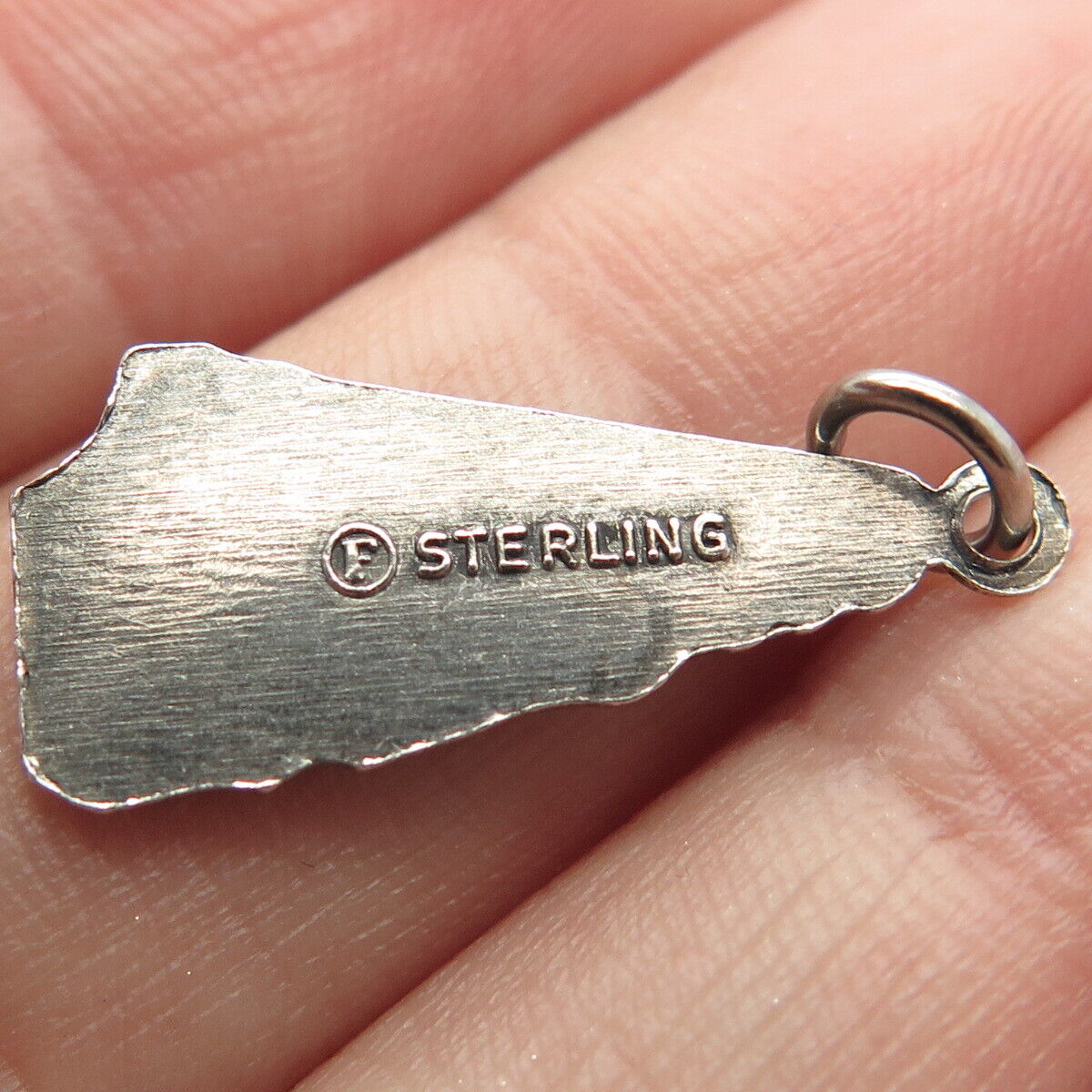 925 Sterling Silver Vintage "New Hampshire" State Map Pendant