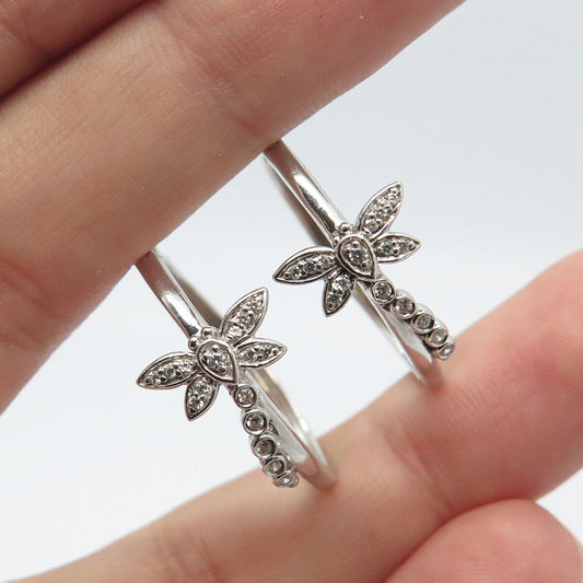 925 Sterling Silver SAI C Z Dragonfly Round Hoop Earrings