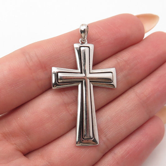 925 Sterling Silver Vintage Enamel Cross Pendant