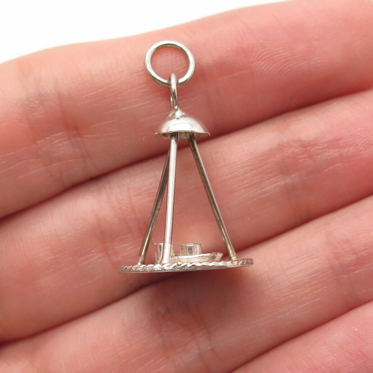 800 Silver Vintage Candle Holder Pendant