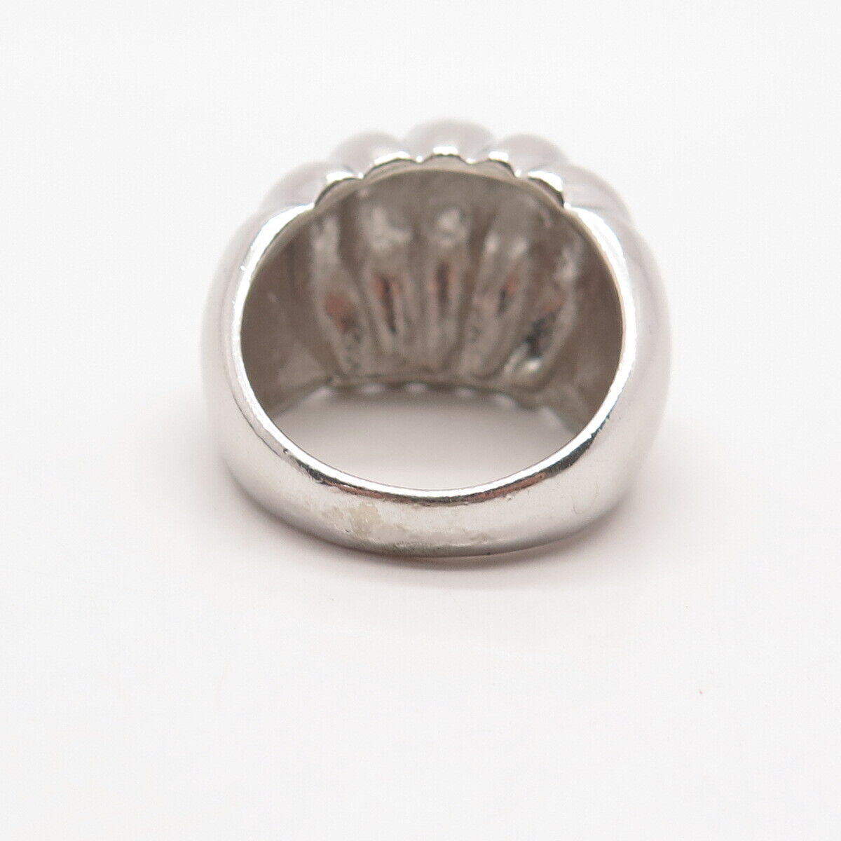 925 Sterling Silver Vintage Ribbed Ring Size 9