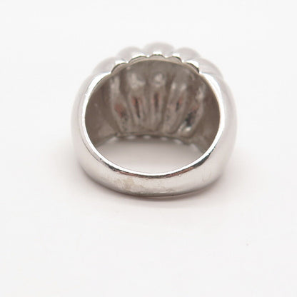 925 Sterling Silver Vintage Ribbed Ring Size 9