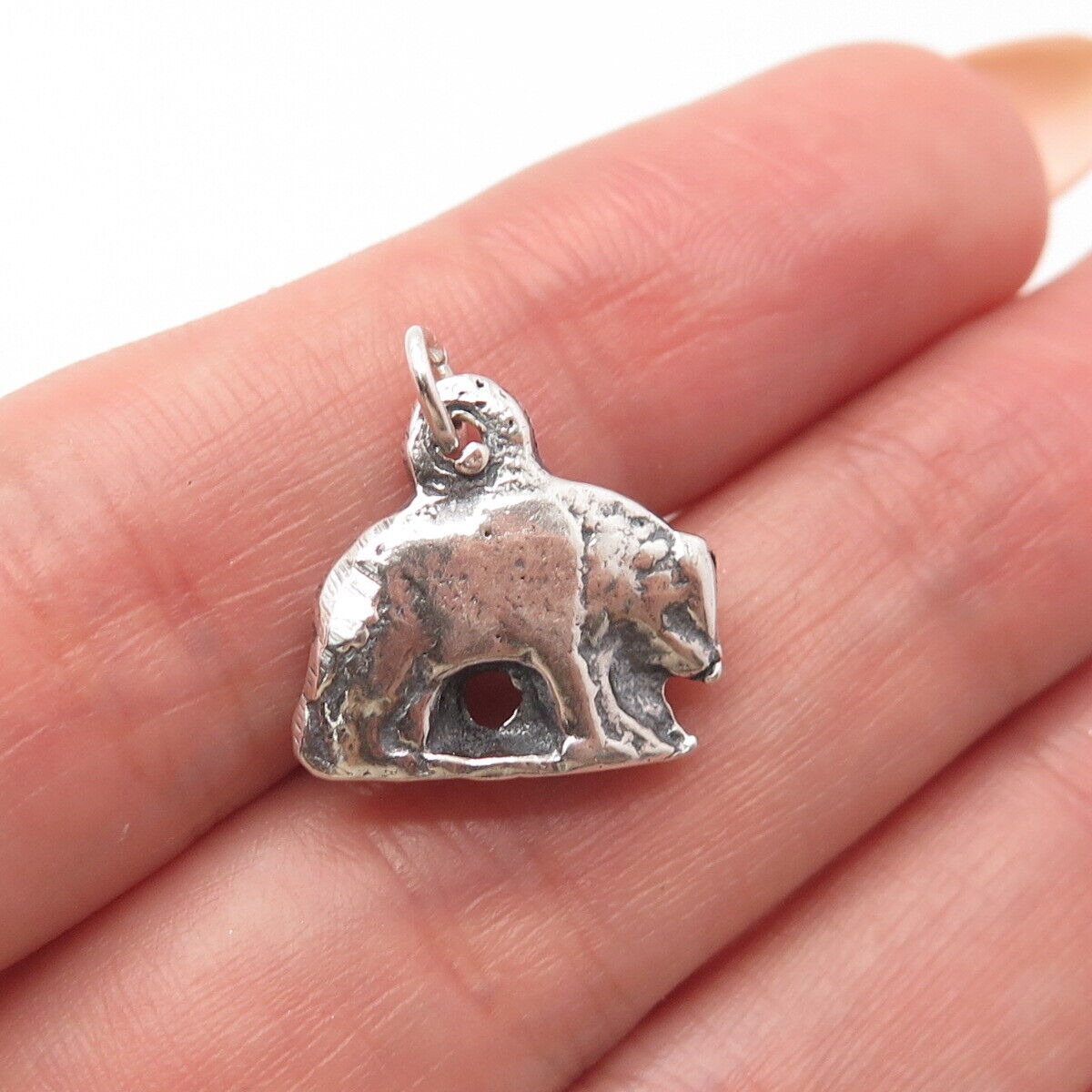 925 Sterling Silver Vintage Bear Charm Pendant