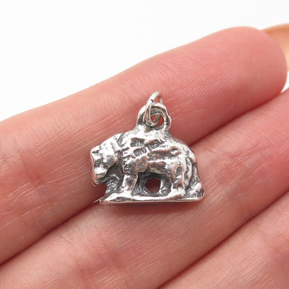 925 Sterling Silver Vintage Bear Charm Pendant