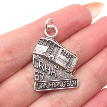 925 Sterling Silver Vintage Herff Jones San Francisco Bus Pendant