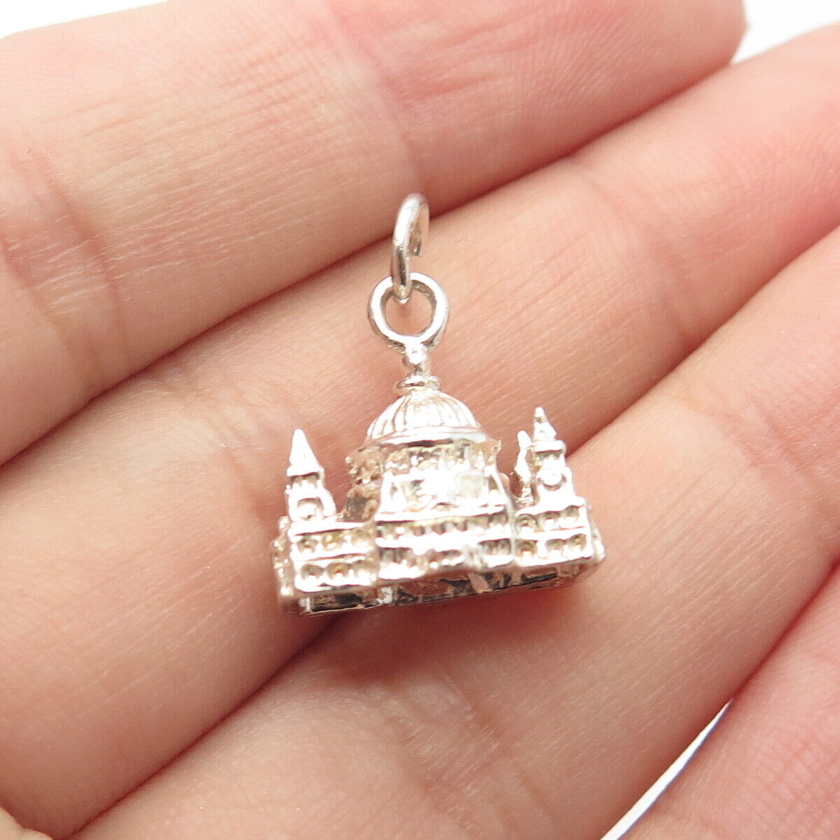 925 Sterling Silver Vintage US Capitol Charm Pendant