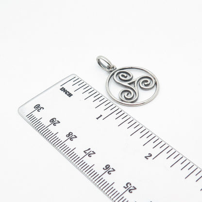 925 Sterling Silver Vintage Spinner Round Pendant