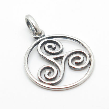 925 Sterling Silver Vintage Spinner Round Pendant