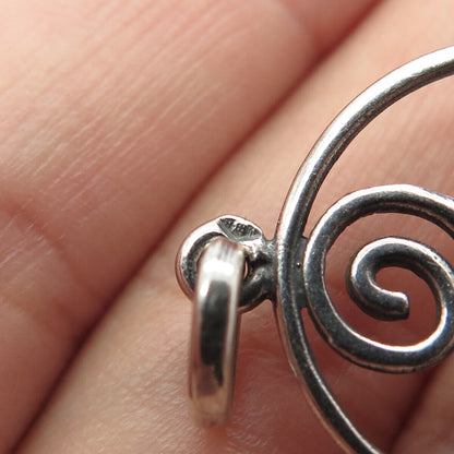 925 Sterling Silver Vintage Spinner Round Pendant