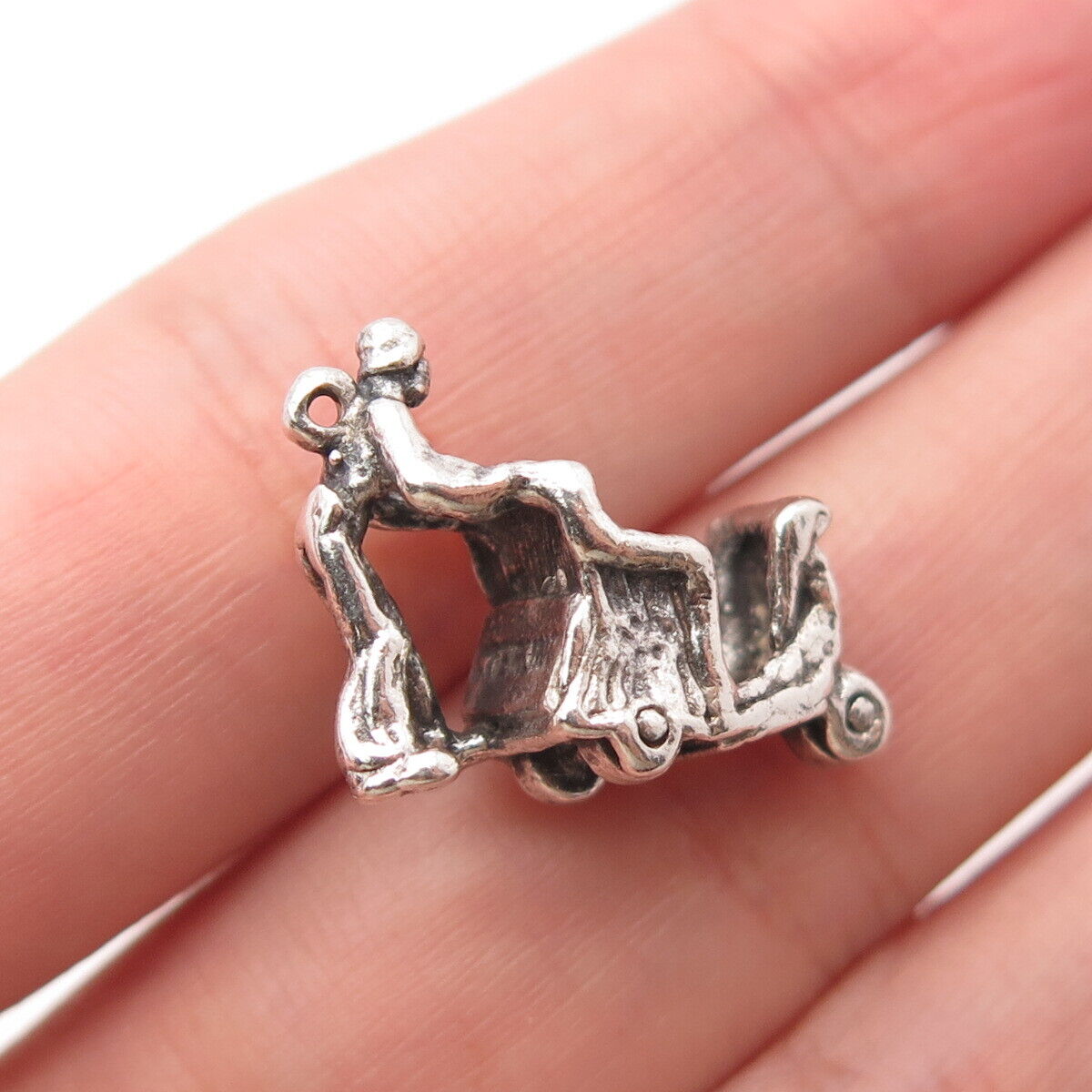 925 Sterling Silver Vintage Man & Carriage Pendant