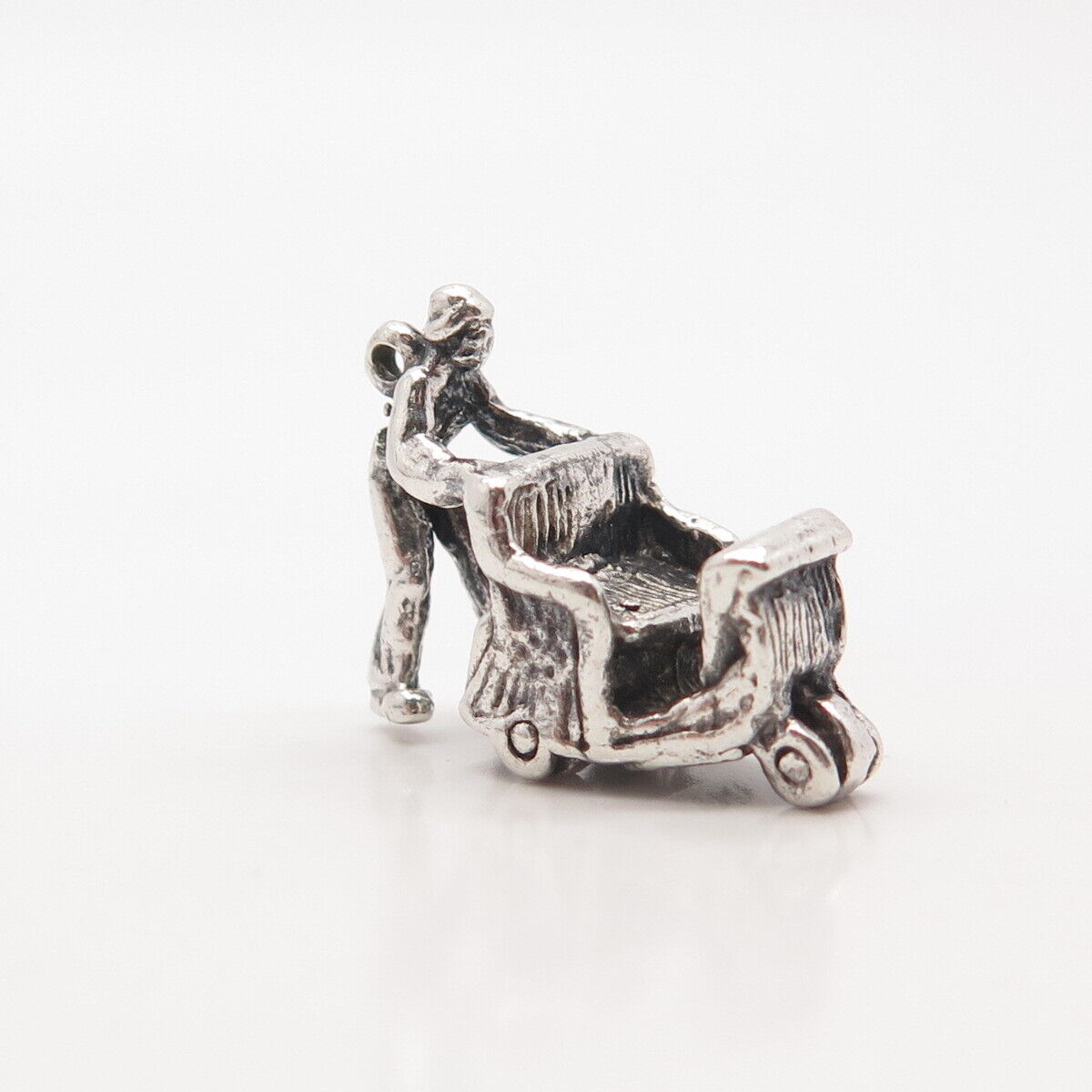 925 Sterling Silver Vintage Man & Carriage Pendant