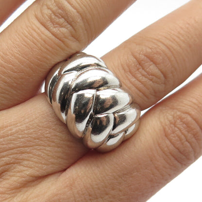 925 Sterling Silver Vintage Braided Puffy Ring Size 10.25