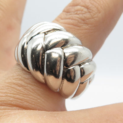 925 Sterling Silver Vintage Braided Puffy Ring Size 10.25