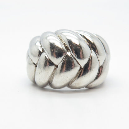 925 Sterling Silver Vintage Braided Puffy Ring Size 10.25