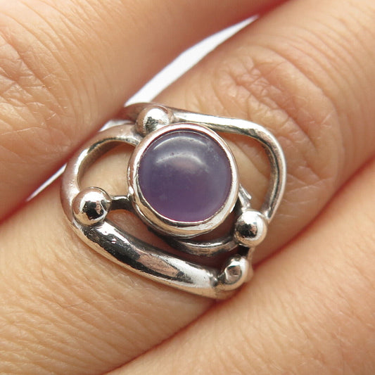 925 Sterling Silver Vintage Krystyna's Real Amethyst Gemstone Ring Size 6.75