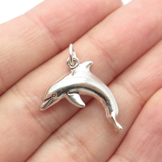 925 Sterling Silver Vintage Sunwest Friendly Dolphin Charm Pendant