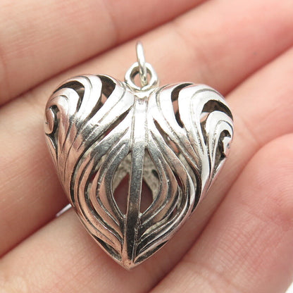 925 Sterling Silver Vintage Ornate Heart Pendant