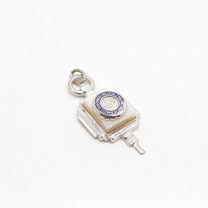 925 Sterling Silver Real Mother-of-Pearl & Enamel Pace College Pendant