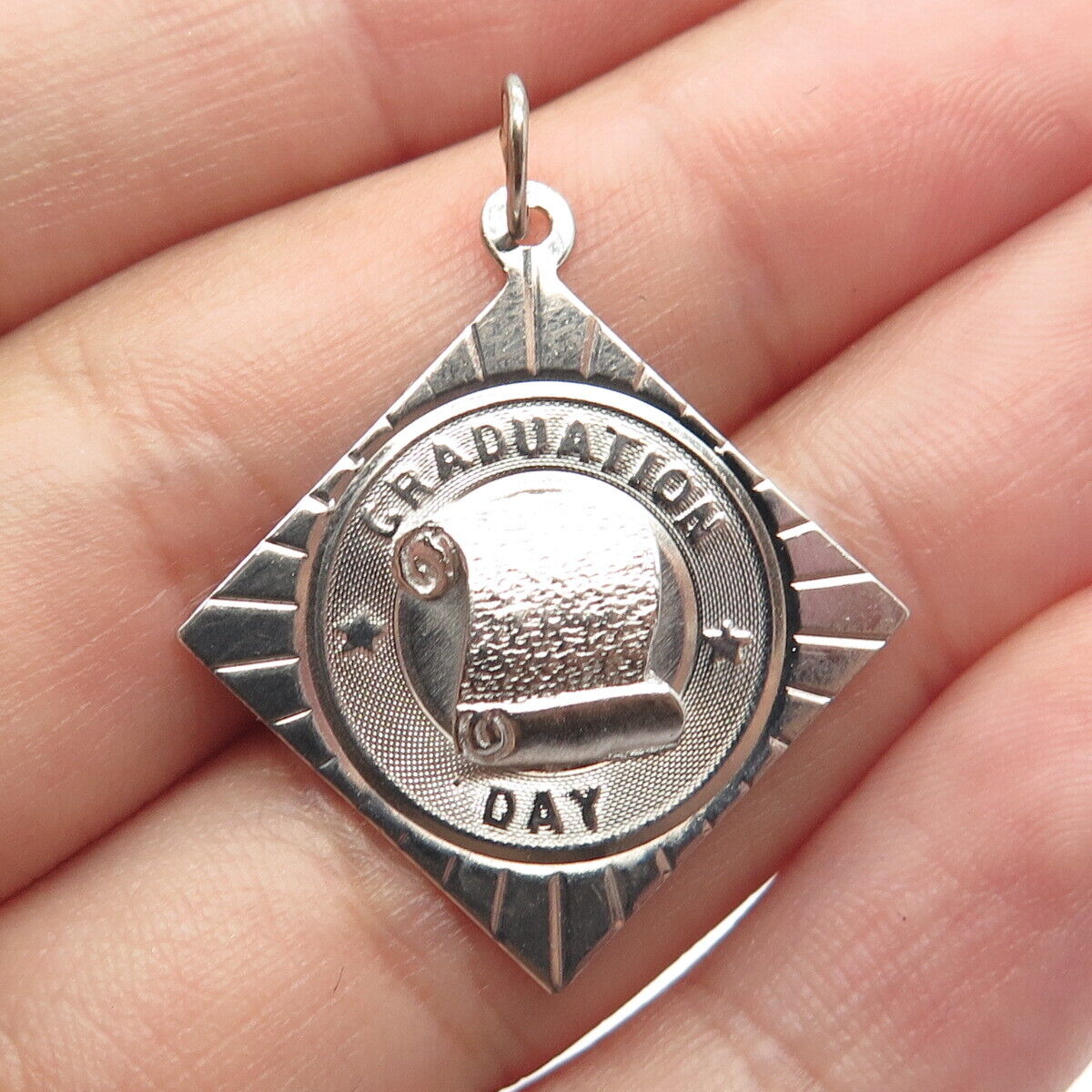 925 Sterling Silver Vintage "Graduation Day" Charm Pendant