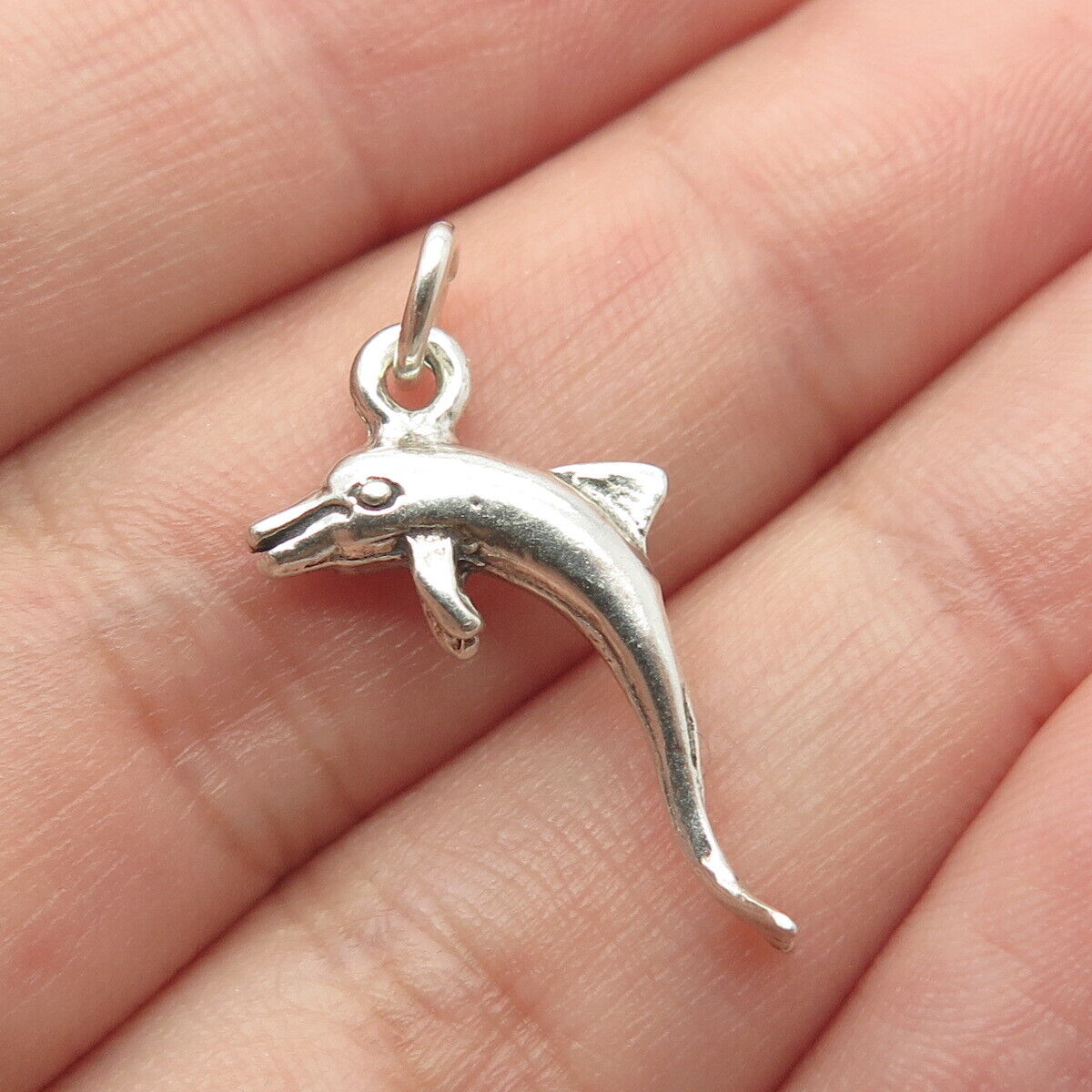 925 Sterling Silver Vintage Friendly Dolphin Pendant