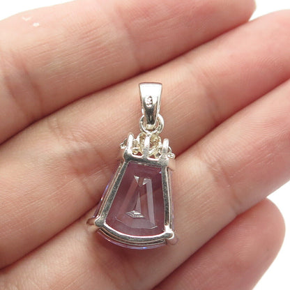 925 Sterling Silver Vintage Lavender & White C Z Pendant