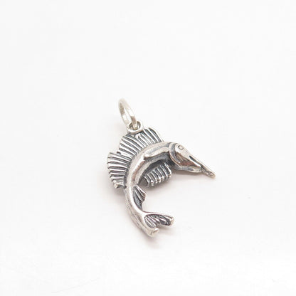 925 Sterling Silver Vintage Swordfish Charm Pendant