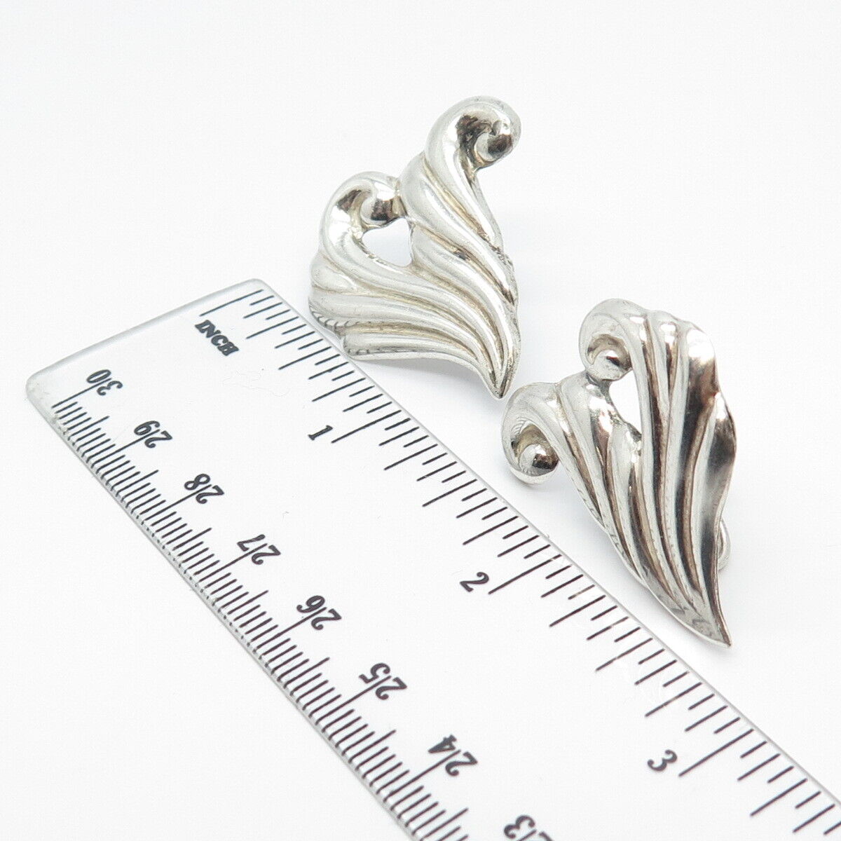 925 Sterling Silver Vintage Modernist Screw-Back  Earrings