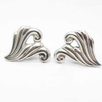 925 Sterling Silver Vintage Modernist Screw-Back  Earrings