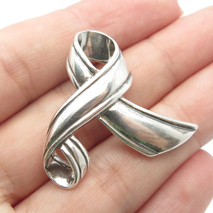 925 Sterling Silver Vintage Shube Ribbon Slide Pendant