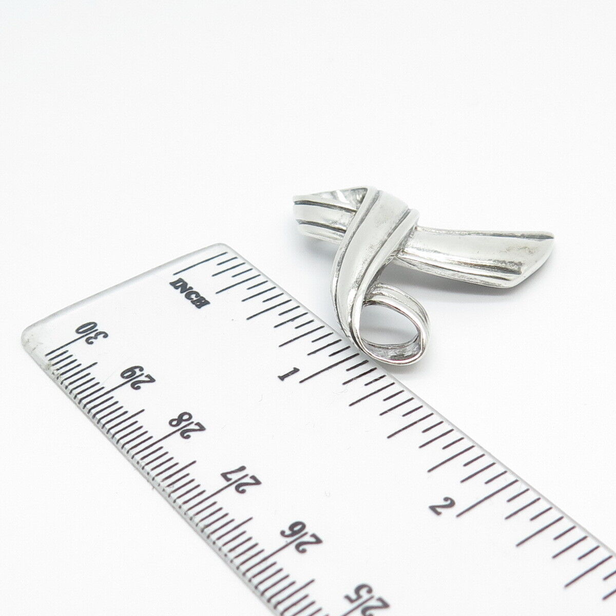 925 Sterling Silver Vintage Shube Ribbon Slide Pendant