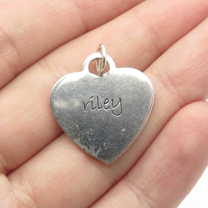 925 Sterling Silver Vintage POSH Mommy "Riley" Personalized Heart Pendant