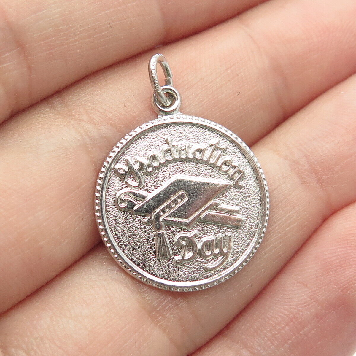 925 Sterling Silver Vintage STG GMF "Graduation Day" Round Pendant