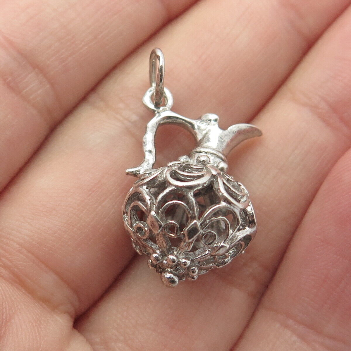 925 Sterling Silver Vintage Ornate Jug Pendant