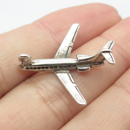 925 Sterling Silver Vintage Airplane Pendant